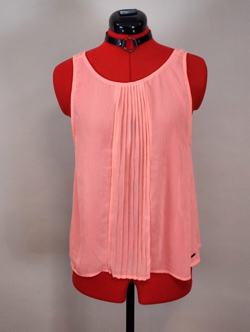 Vintage Y2K Hollister Coral Pink Pleated Front Scoop Neck Lightweight Tank Top
